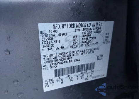 2004 Ford F-350 Lariat/Xl/Xlt z USA, uszkodzony, nr VIN 1FTSW30P34EB14346